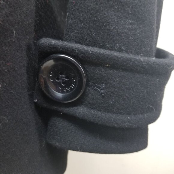 Michael Kors 10 Black Pea Coat Wool Blend Toggle Closure Hood Military Officer - Picture 5 of 6